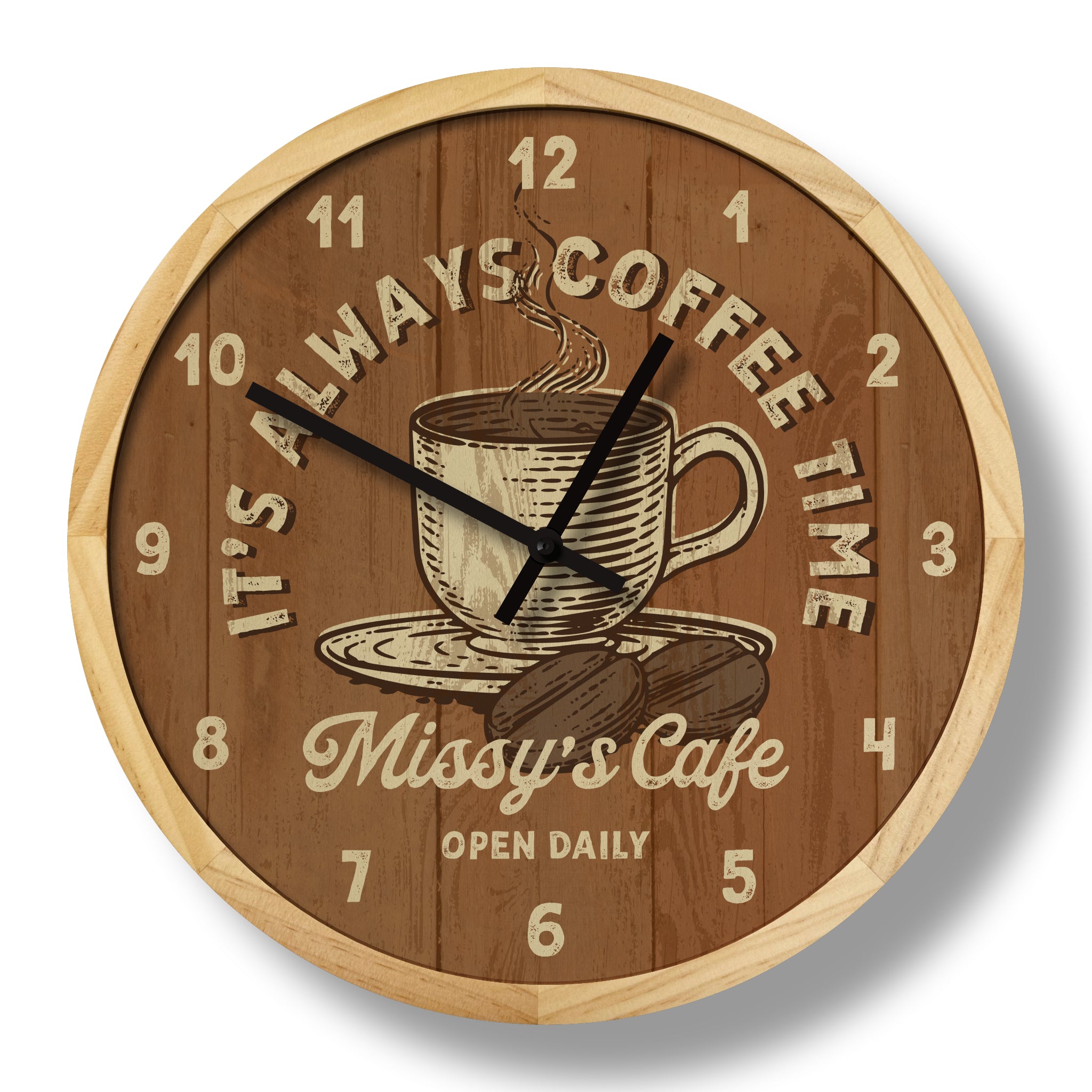 coffee wall clock – local time clock co.